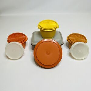 Vintage Tupperware Bowl Lot, Orange, Yellow, Brown, Clear